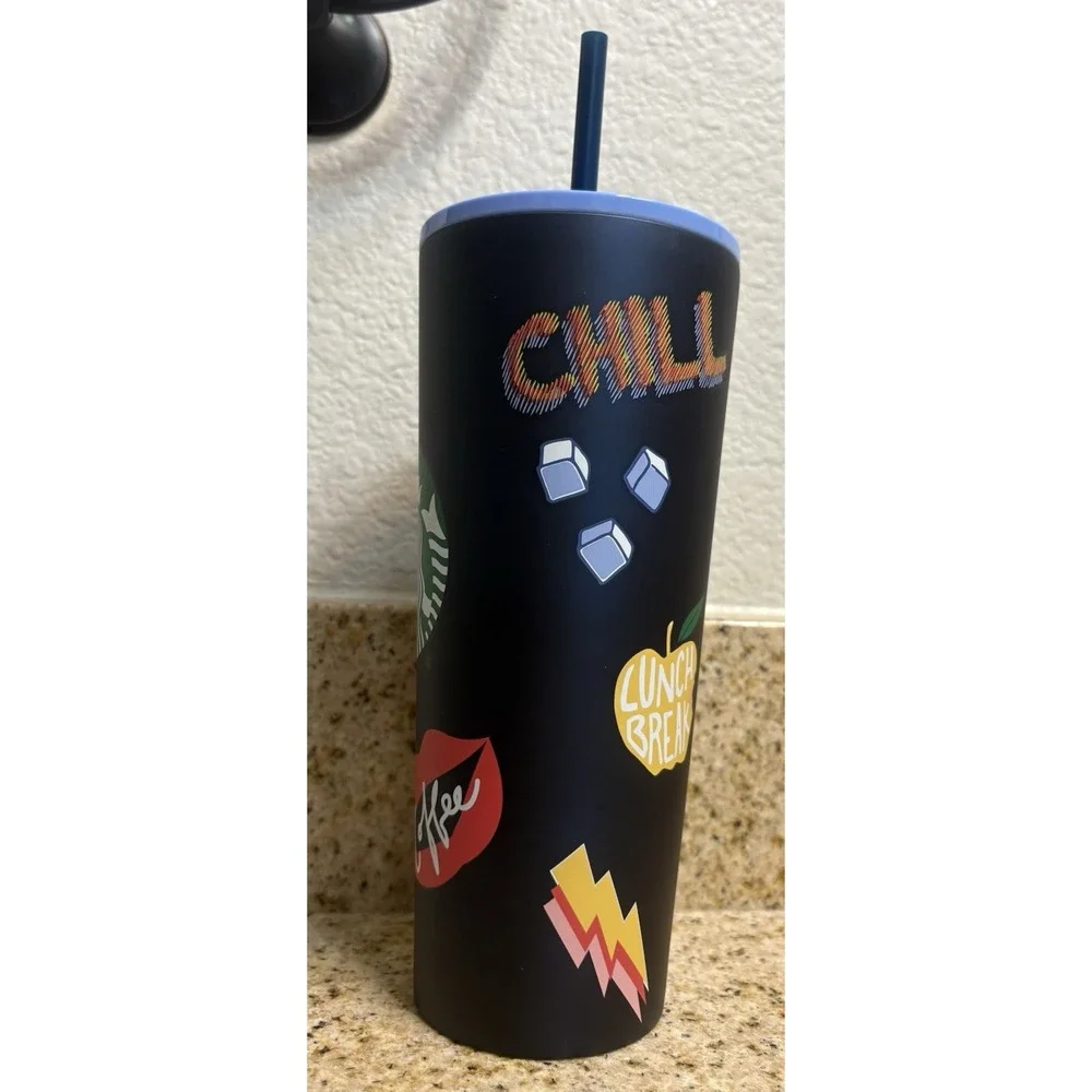 Starbucks CHILL Summer Graffiti Back To School Stainless 24oz Tumbler RARE!